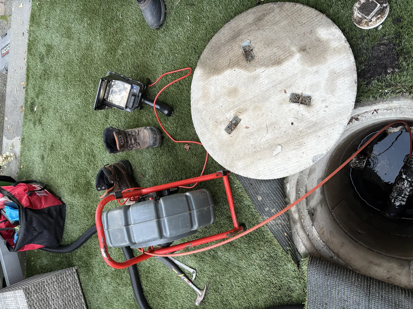 CCTV sewer camera footage showing the inside of a pipe